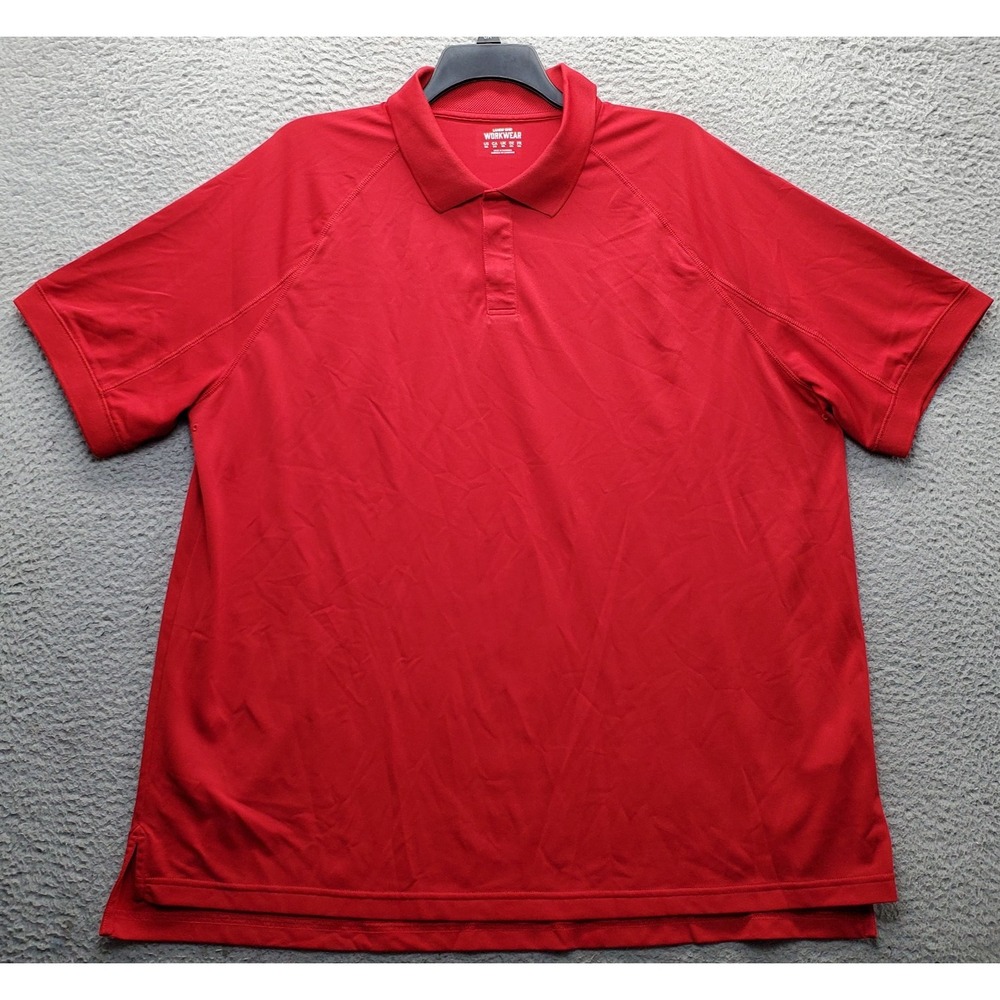 Lands' End Workwear Polo Shirt Mens 2XL Red High Low Slit Short Sleeve Popover